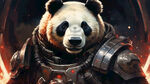 熊猫 棕熊  亲密战友 科幻  全身武装  战争背景  细节流畅  宣传海报