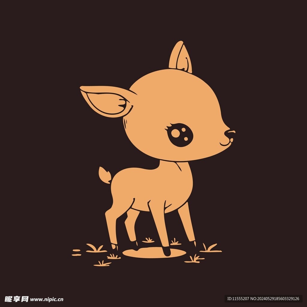 可爱小鹿动物卡通矢量简笔画