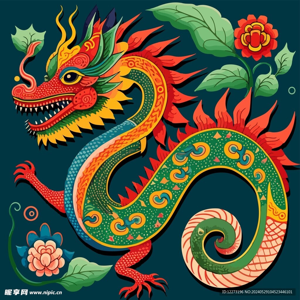龙生肖动物插画        