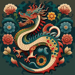 龙生肖动物插画        