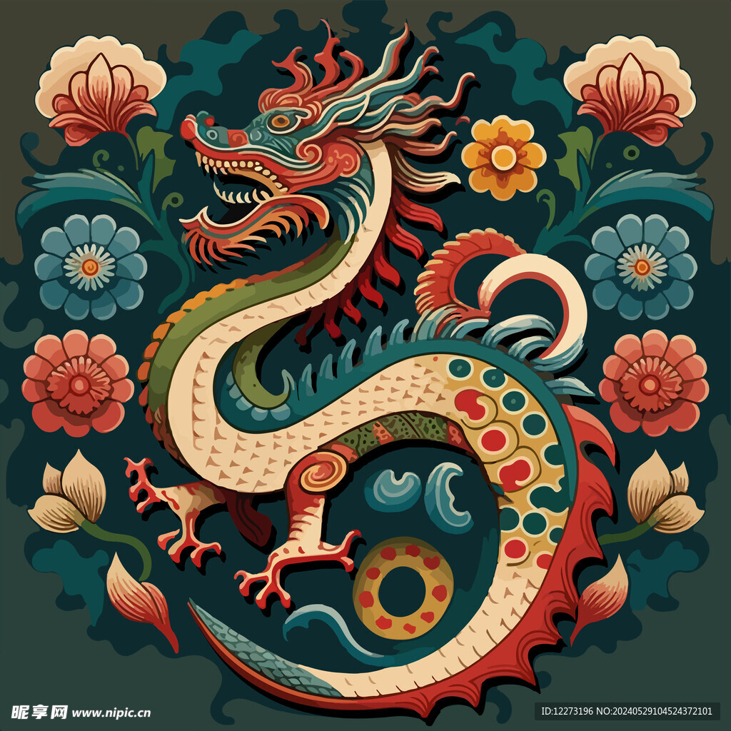 龙生肖动物插画        