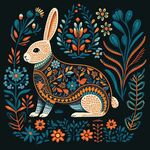 兔生肖动物插画        