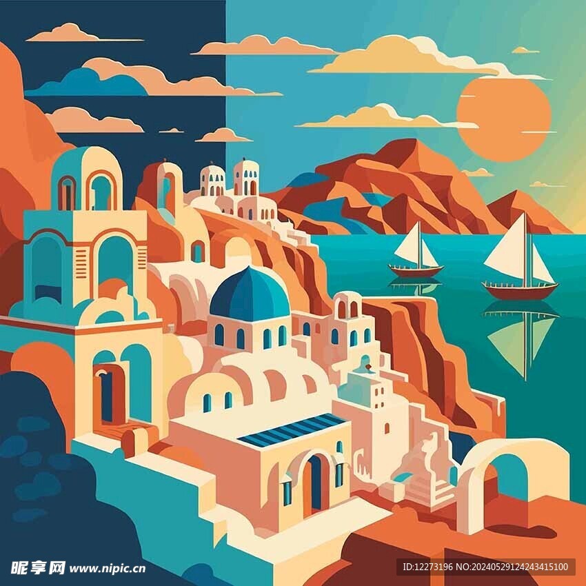 风景建筑插画         