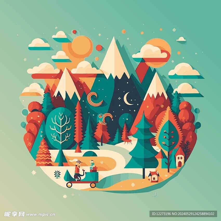 风景建筑插画         