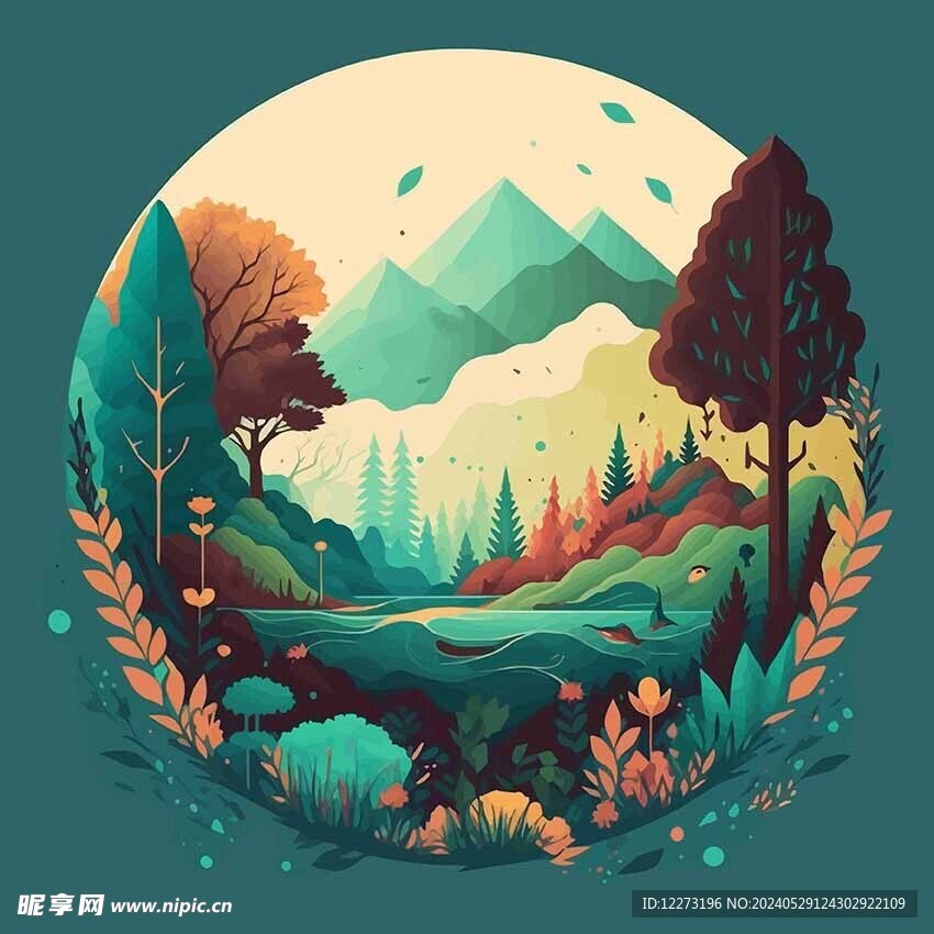 风景建筑插画         