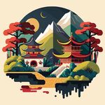 风景建筑插画         