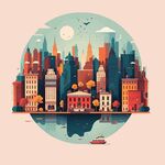 风景建筑插画         