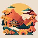 风景建筑插画         