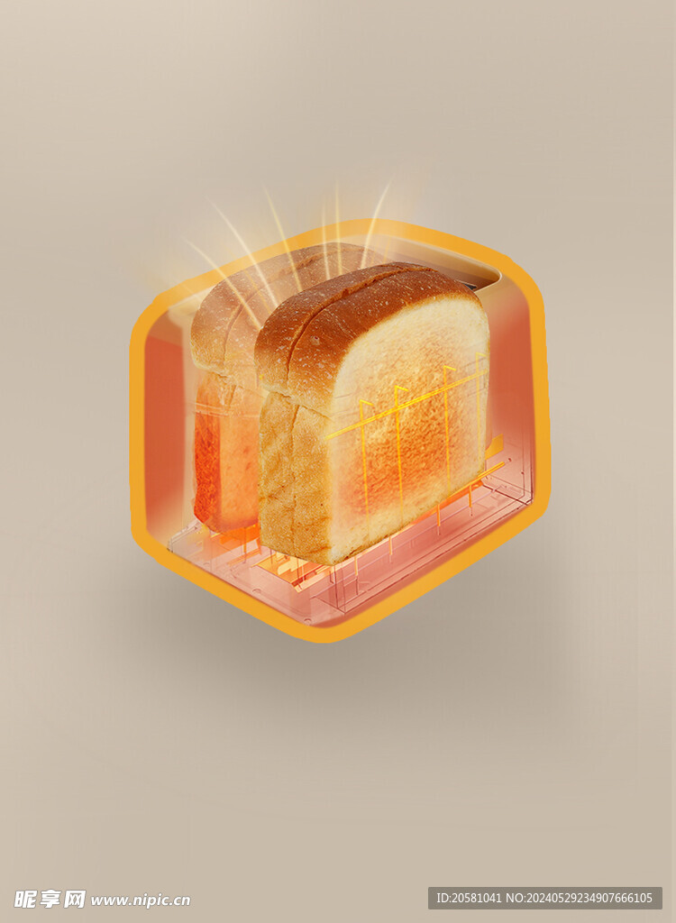 多士炉烤吐司面包发光效果图