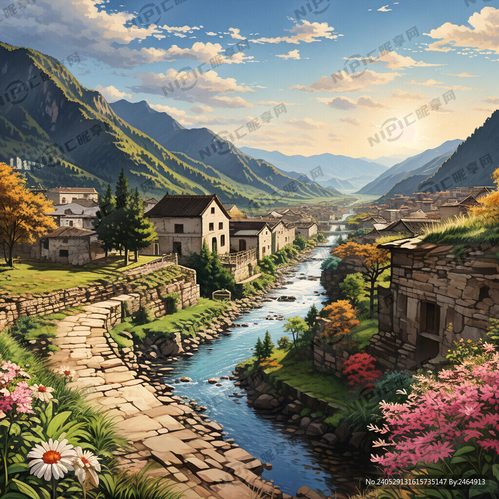 泾川田家沟速描风景
