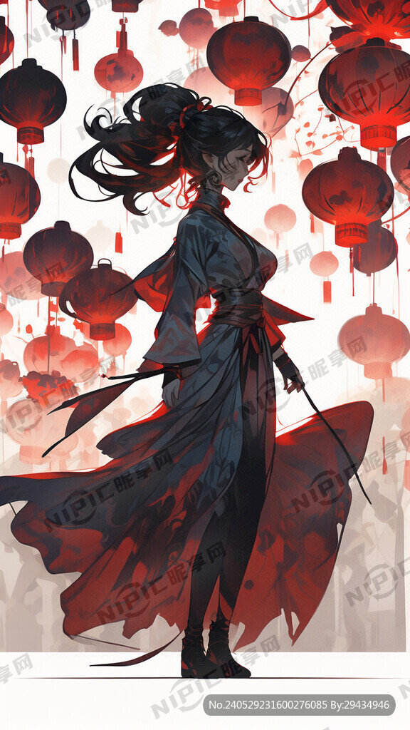 很多很多女性剪影拼接光影