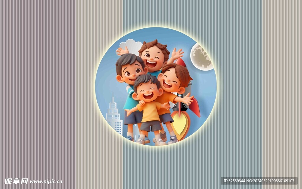 小孩背景墙  