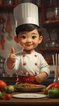 中华小厨师 竖起大拇指