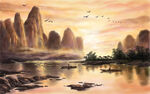 中国风景插画         
