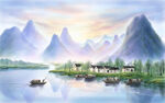 中国风景插画         