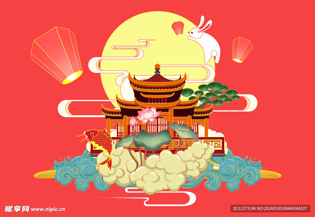 中国风景插画         