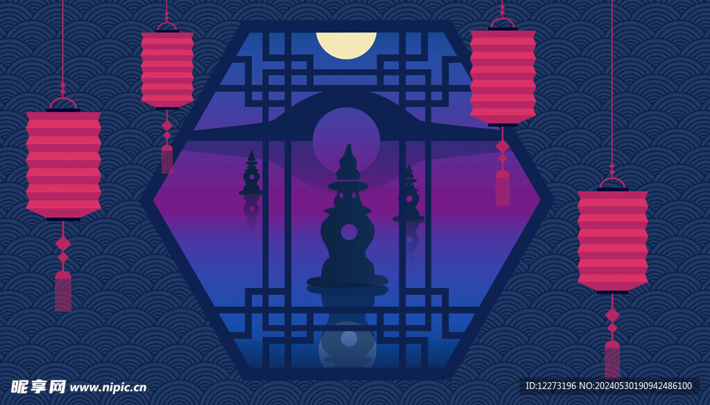 中国风景插画         