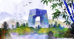 中国风景插画         