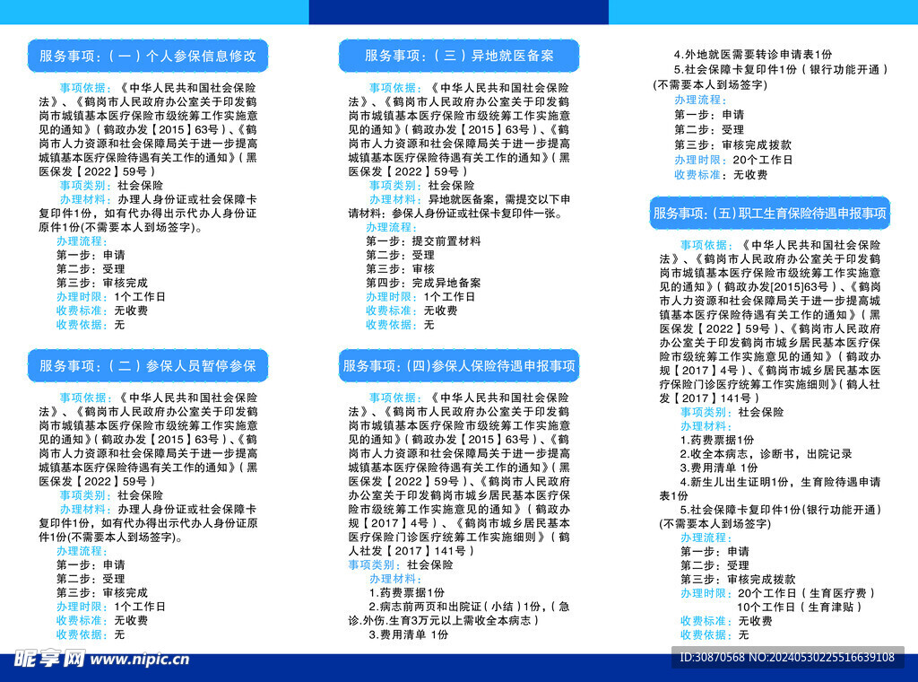 社保局 医疗保障 三折页 