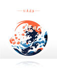 浮世绘风格海浪