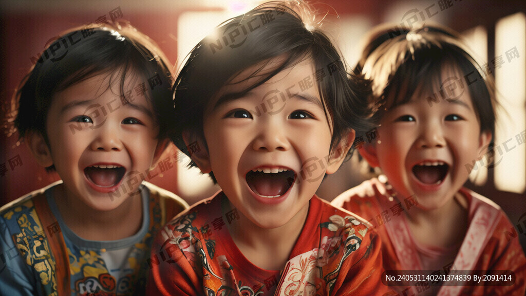三个开怀大笑的幼儿 头像 高清