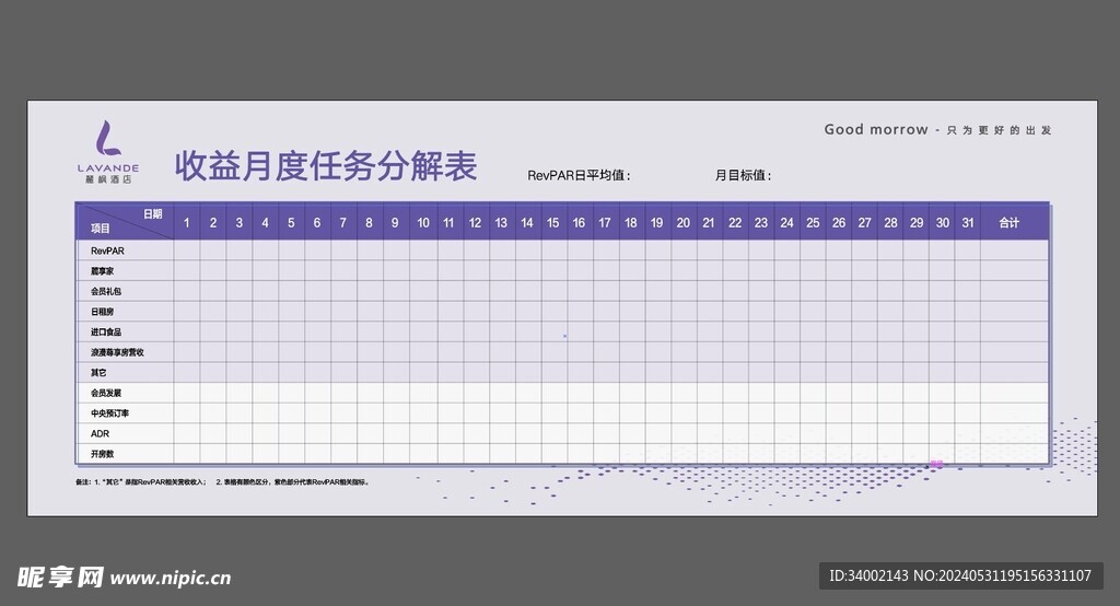 丽枫酒店月度表