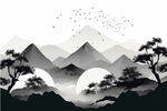 国风山水烫金         