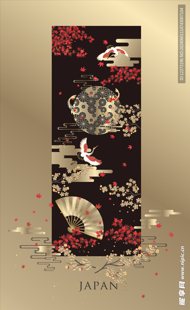 日式花纹背景         