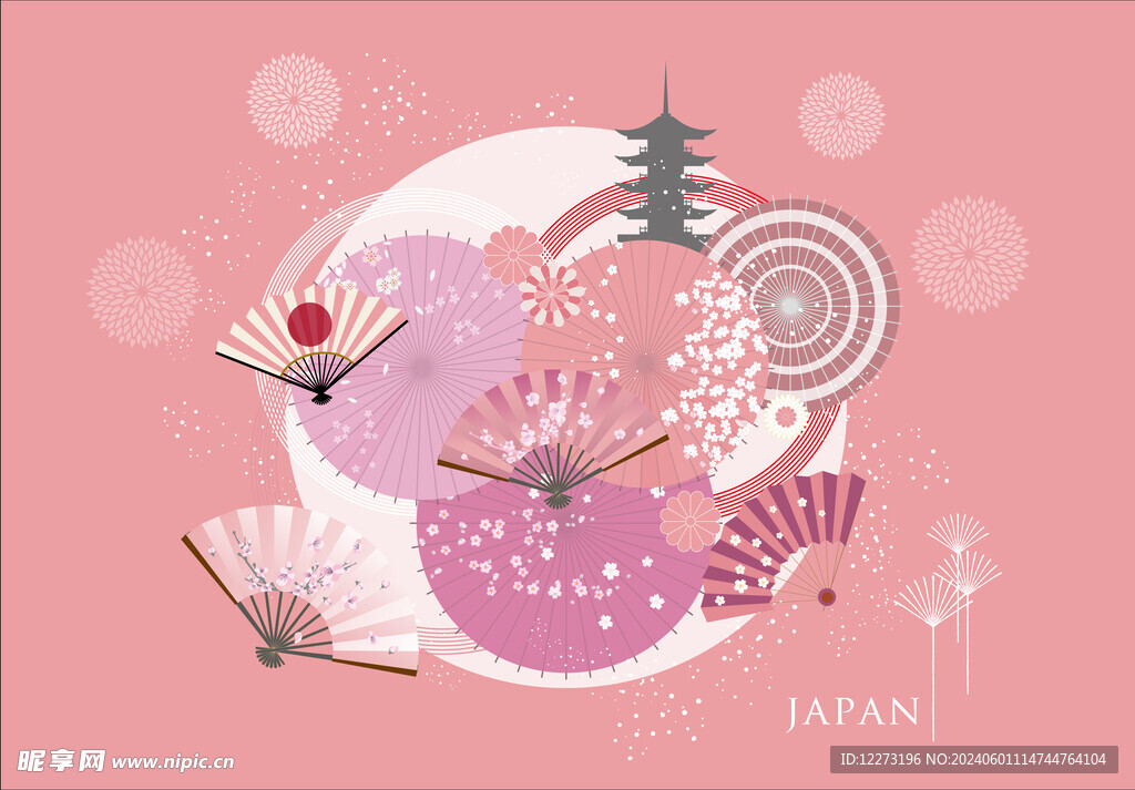 日式花纹背景         