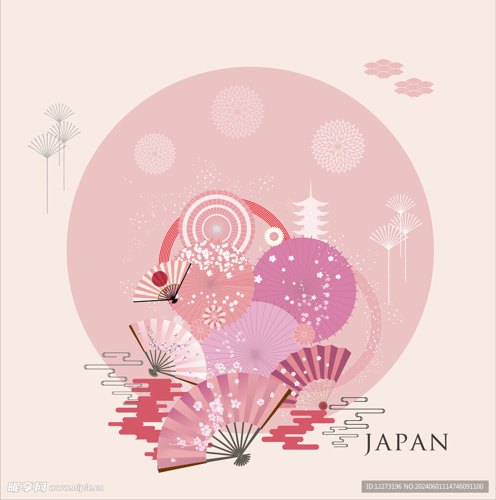 日式花纹背景         