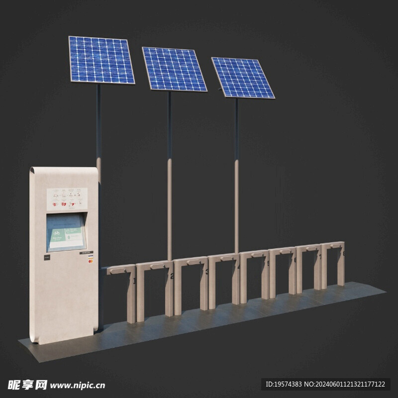  C4D模型 太阳能充电桩