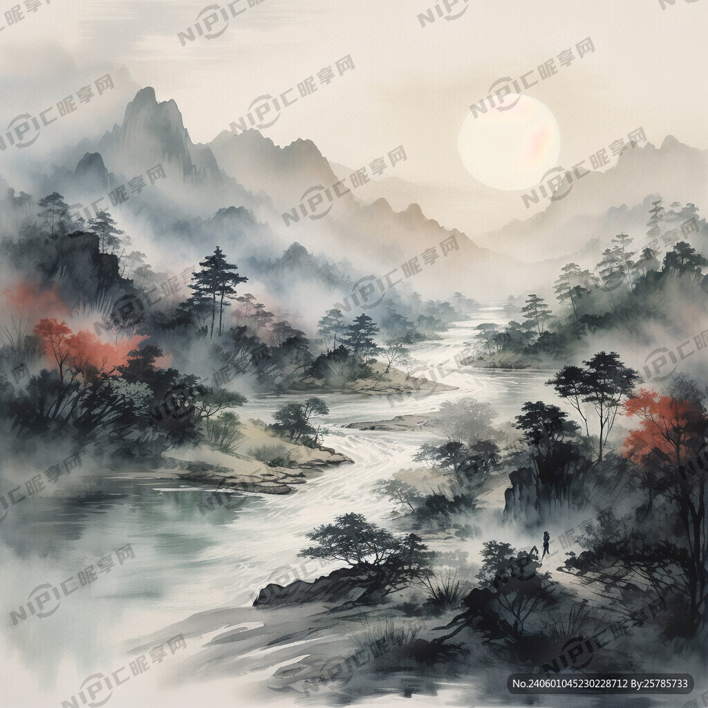 航拍河流剪影
