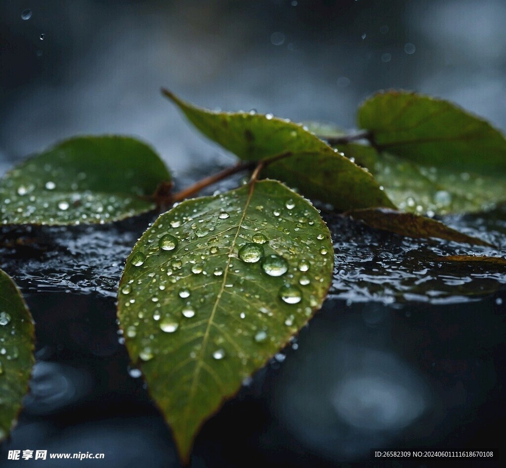 雨滴树叶