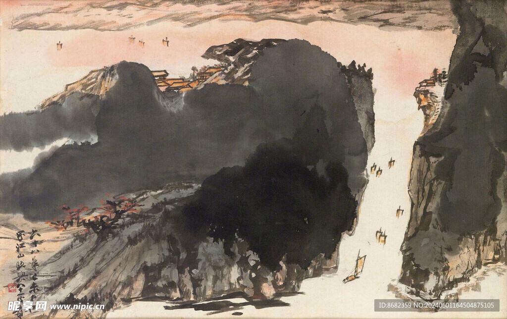 张大千 泼墨山水