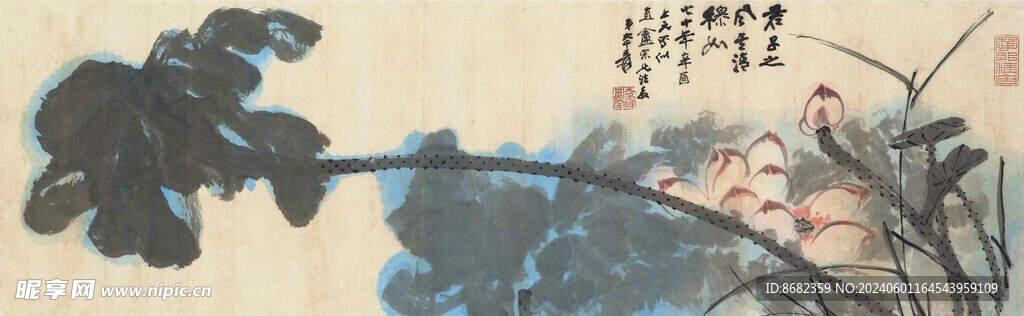 张大千荷花
