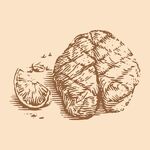 手绘版画牛排