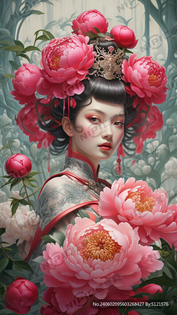 设计一个牡丹王后的设计形象
