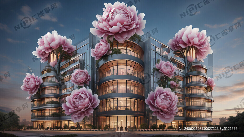 用牡丹作为主题 大楼有三层楼高