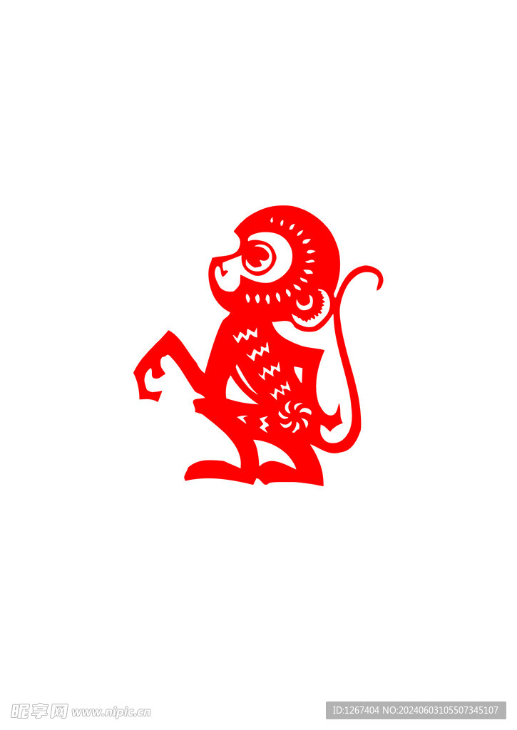 剪纸矢量十二生肖猴