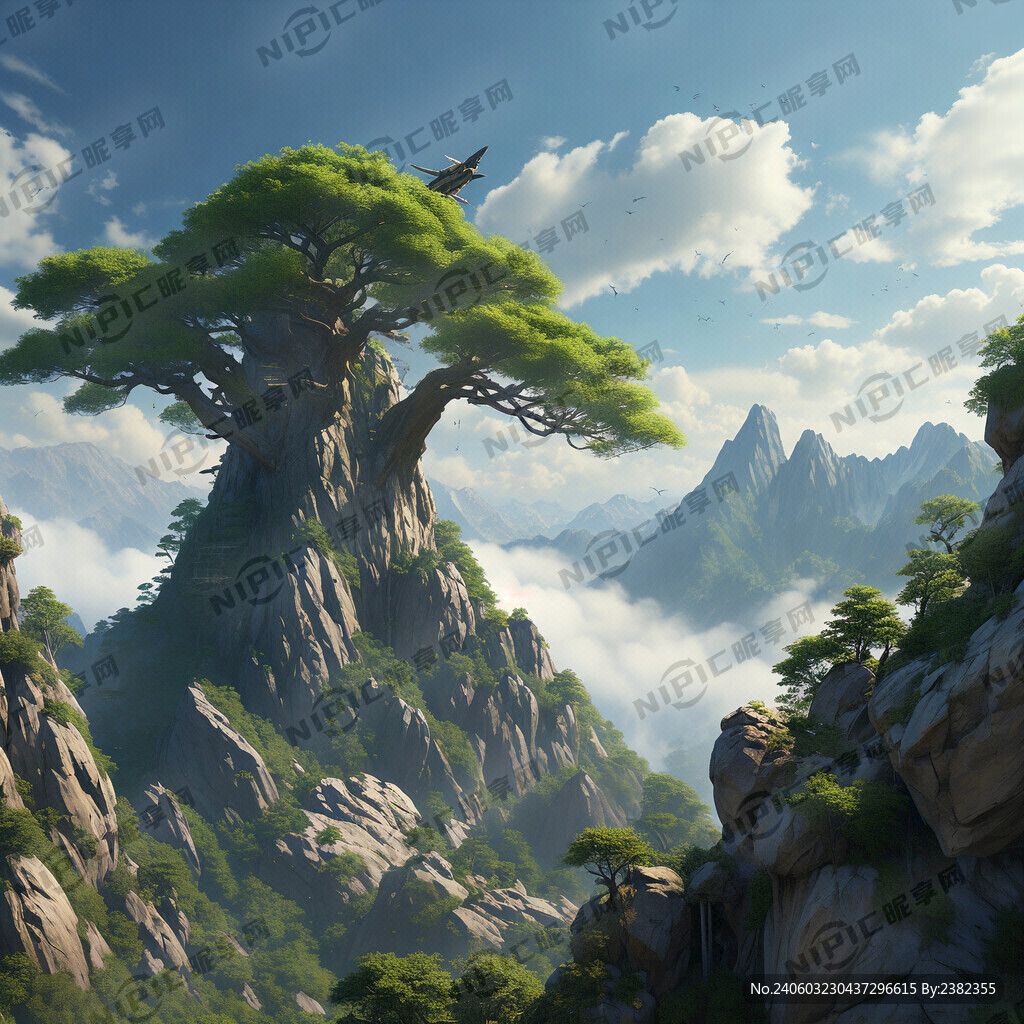 连绵高山 绿色森林 悬崖峭壁