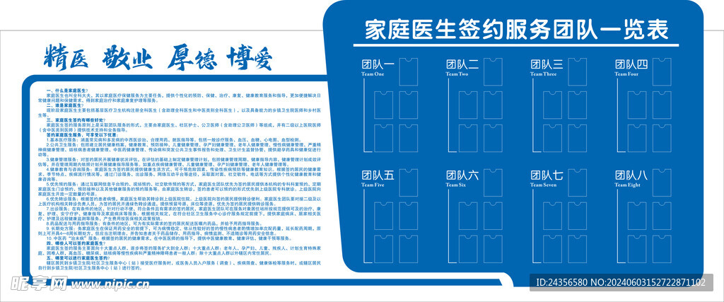 家庭医生签约服务团队一览表