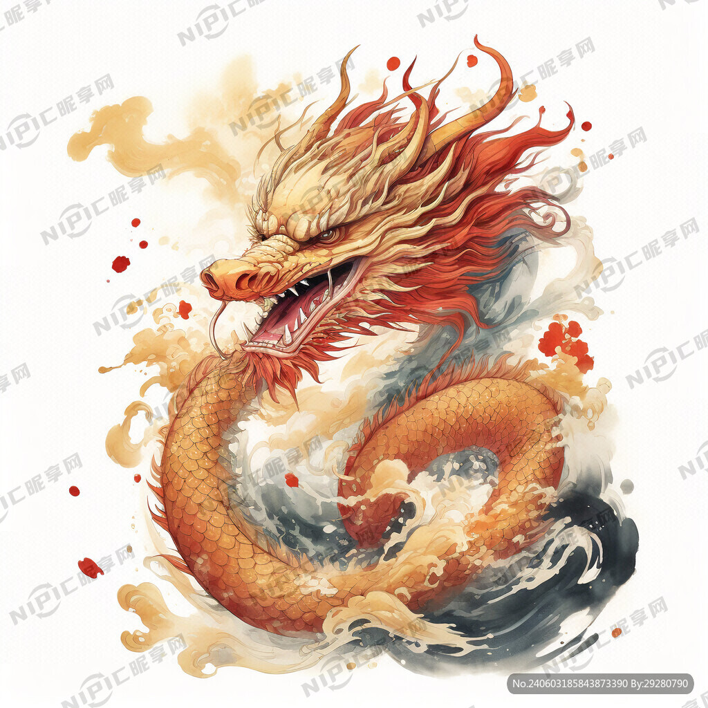 霸气龙 国潮 金色 红色