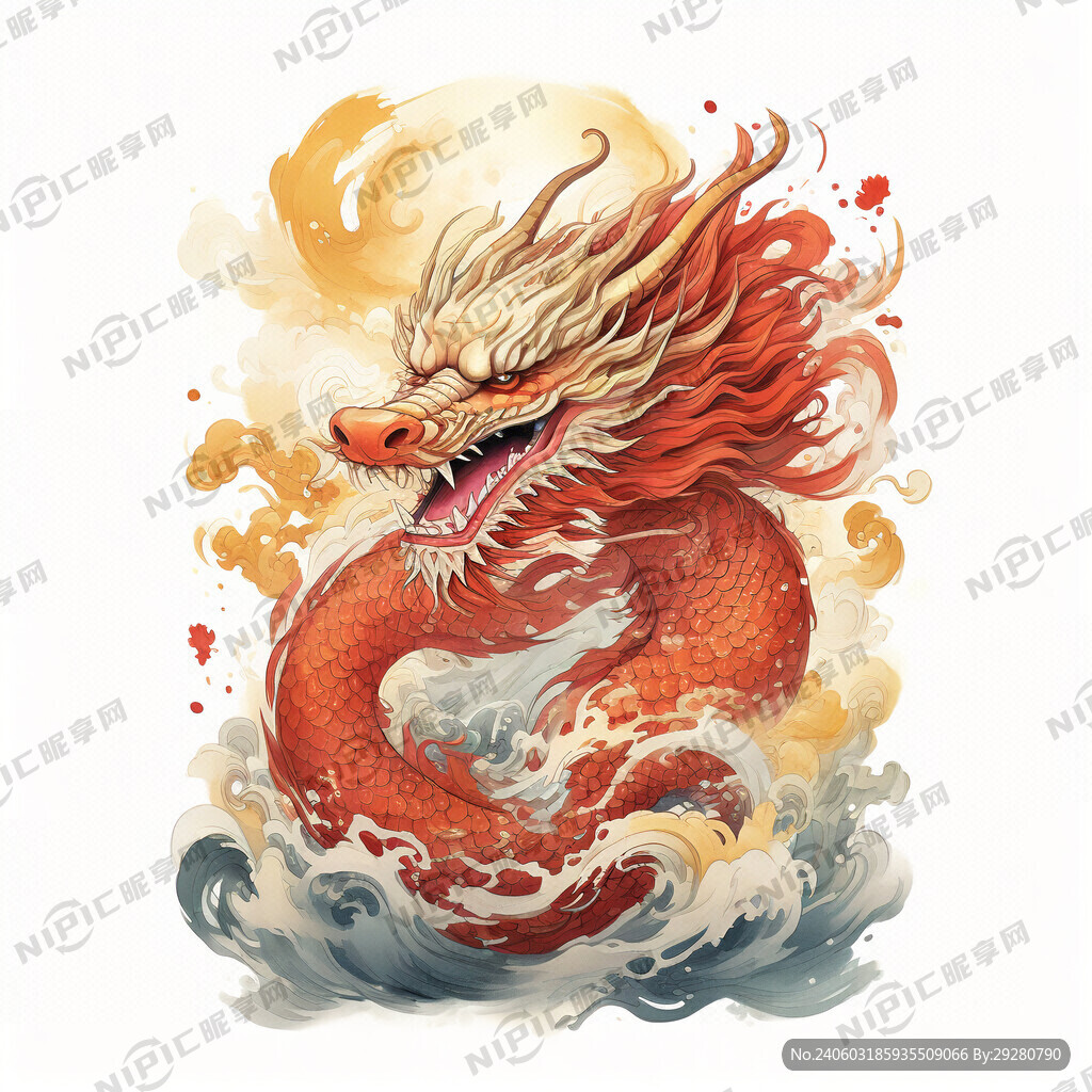 霸气龙 国潮 金色 红色