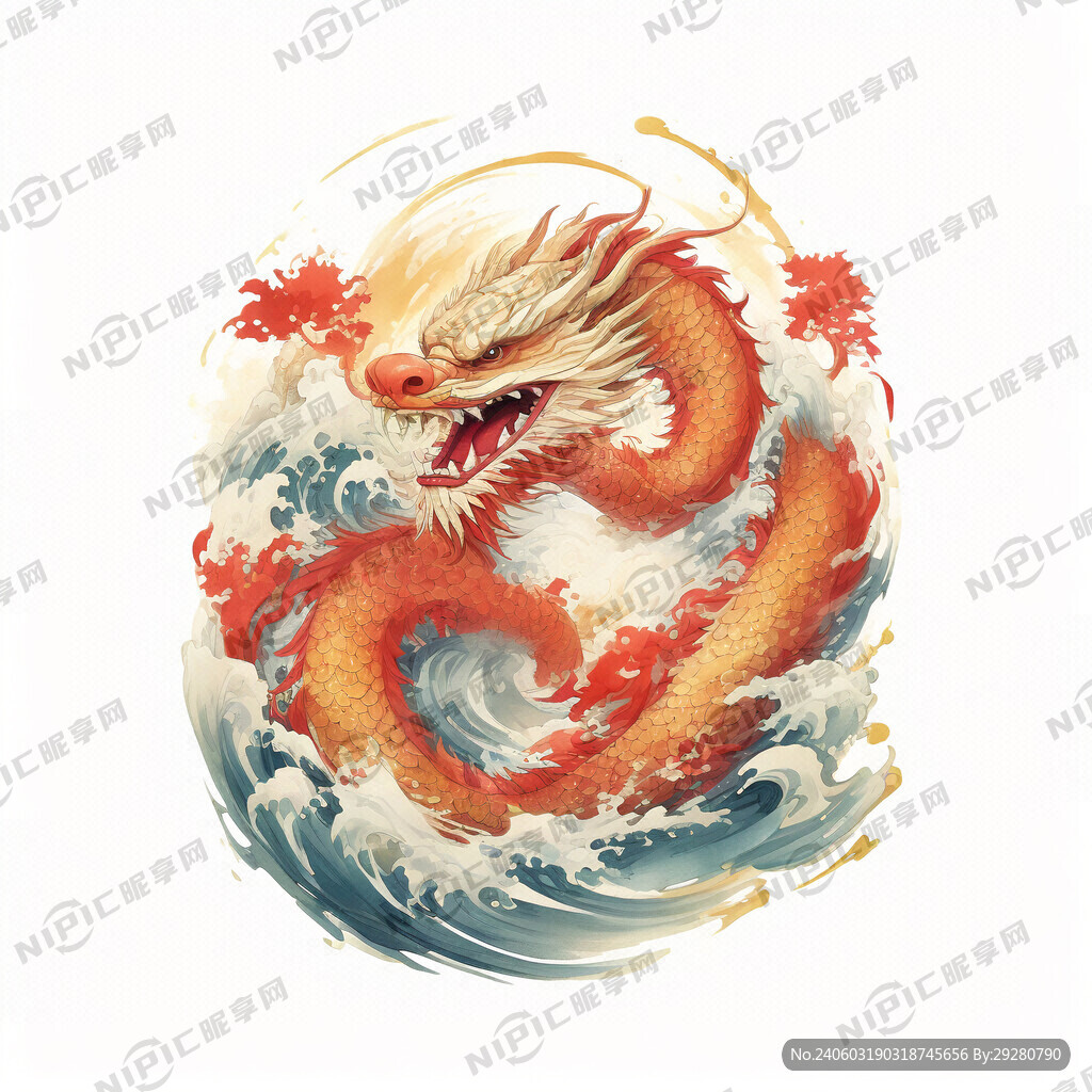 中国龙 年轻 国潮 金色 红色