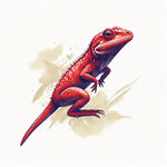 红色蜥蜴手绘商标