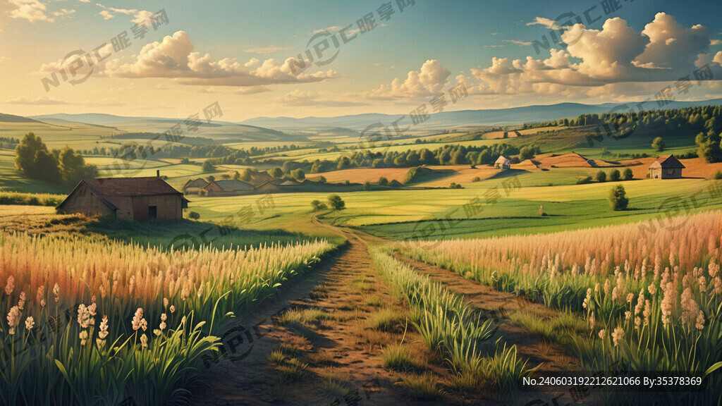 乡村田野 莫兰迪色 天空干净