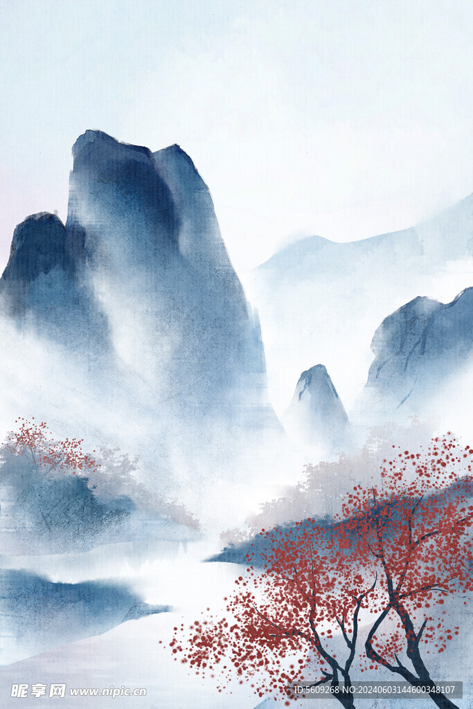 古风唯美大气山水中国风水墨画展