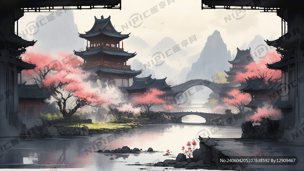 这是一张从窗户往外所见的风景画