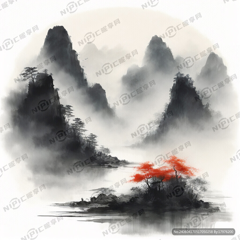山谷 中国风 中国画 山水