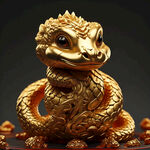 2025 蛇 金色蛇 3D呆萌蛇 生肖蛇 蛇吉祥物 蛇宝 红金色 精细刻画 高清
